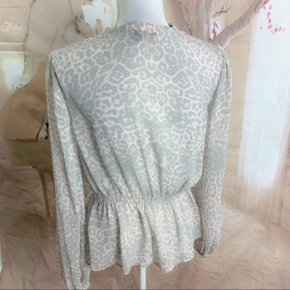 Marchesa Voyage Tie Leopard Animal Sheer Blouse - Picture 8 of 12